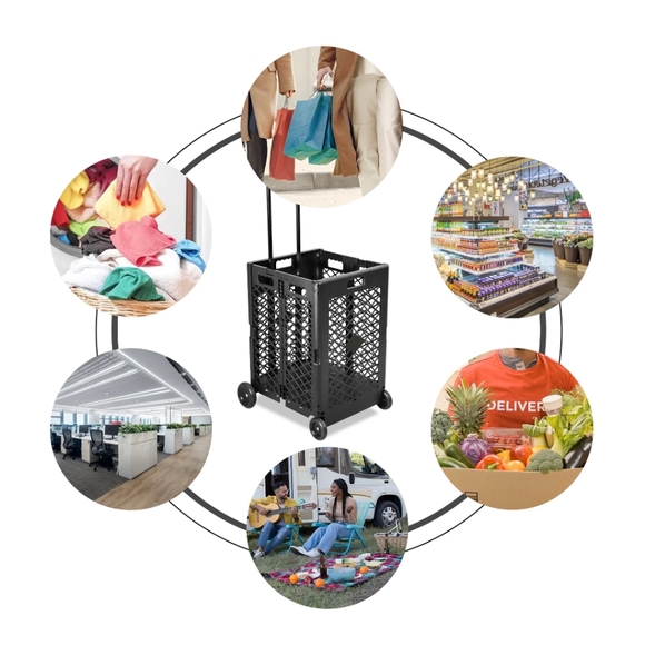 🆕 Collapsible Rolling Utility Cart - Picture 8 of 12